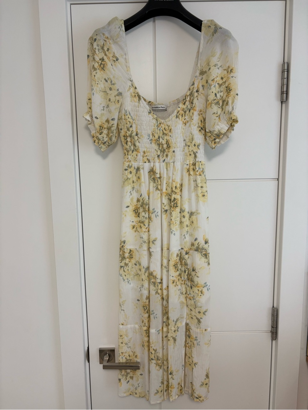 Abercrombie & Fitch White and Yellow Floral Midi Dress